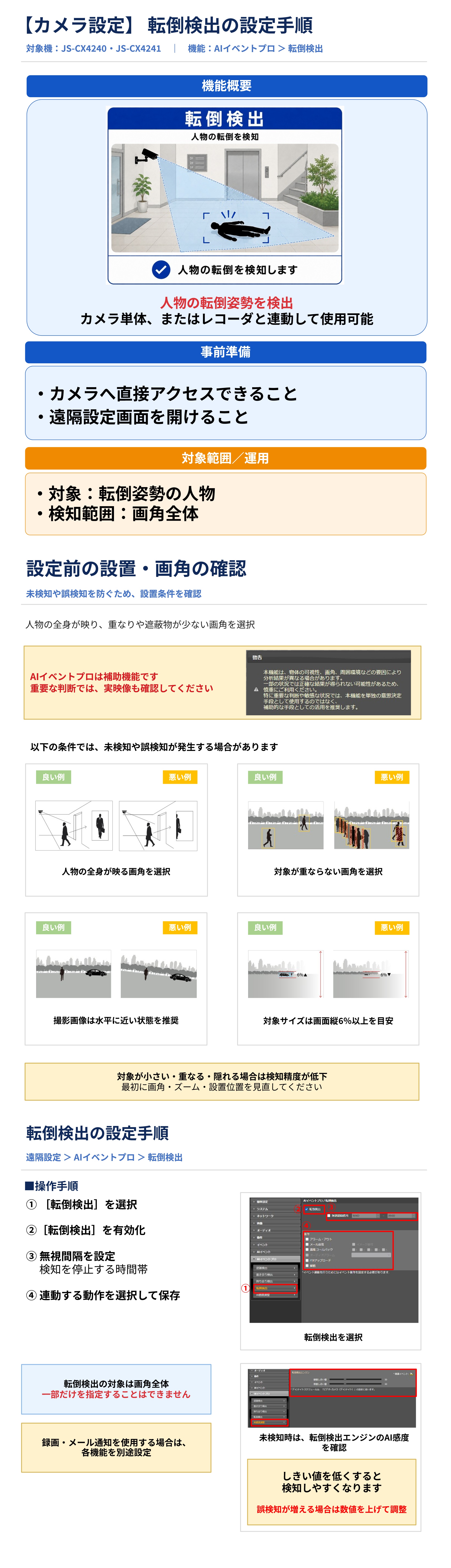 AIネットワークカメラ】転倒検出の設定手順（カメラ単体運用） – JSS